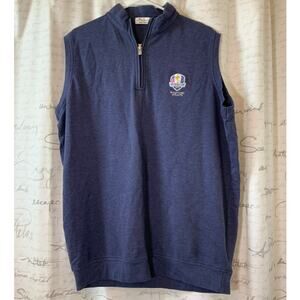 Peter Millar Crown Comfort Mens XL Ryder Cup 2020 Blue Quarter Zip Golf Vest